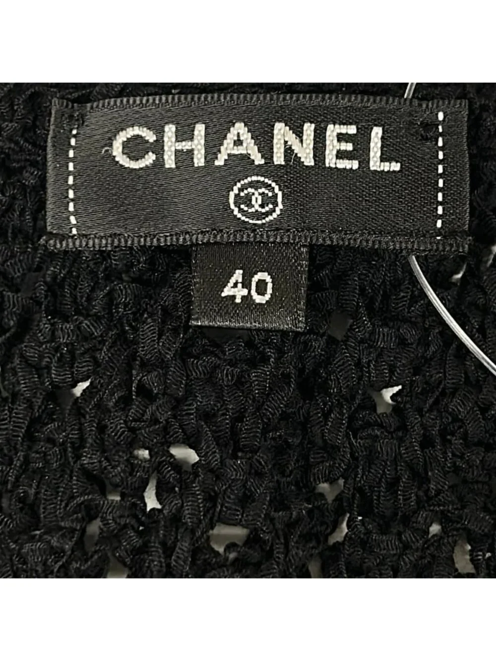 Chanel Dress Black Crochet Camellia Button Sleeveless Cotton